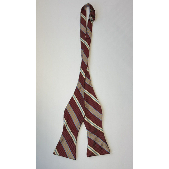 Robert Talbott Men's 100% Silk Adjustable Bow Tie Burgundy/Orange/Cream/Blue USA - Picture 2 of 5